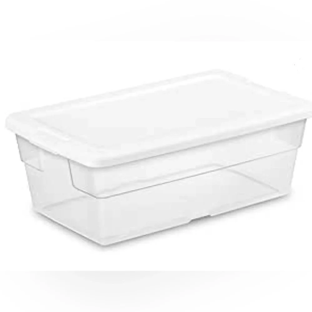 Set/2 Sterilite Shoe Boxes for Storage, Inventory, Crafts, Clear, White, NEW